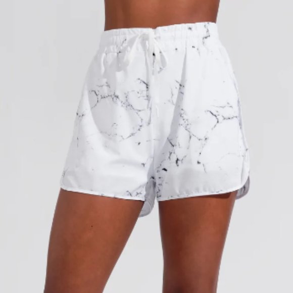 Buffbunny Collection Pants - Buffbunny - NWOT Flo Short, White Marble (Size Medium)